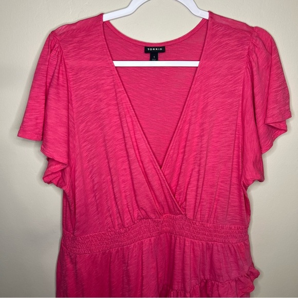 Torrid Pink Cotton Modal Surplice Faux Wrap Top size 1X - Picture 3 of 7